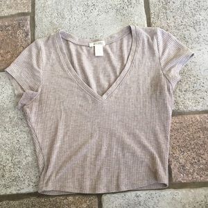 bozzolo ribbed v neck crop top